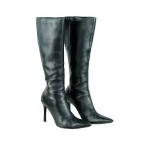 COLIN STUART Knee High Black Leather Stiletto Boots Size 8.5 38.5 Shoes Tall